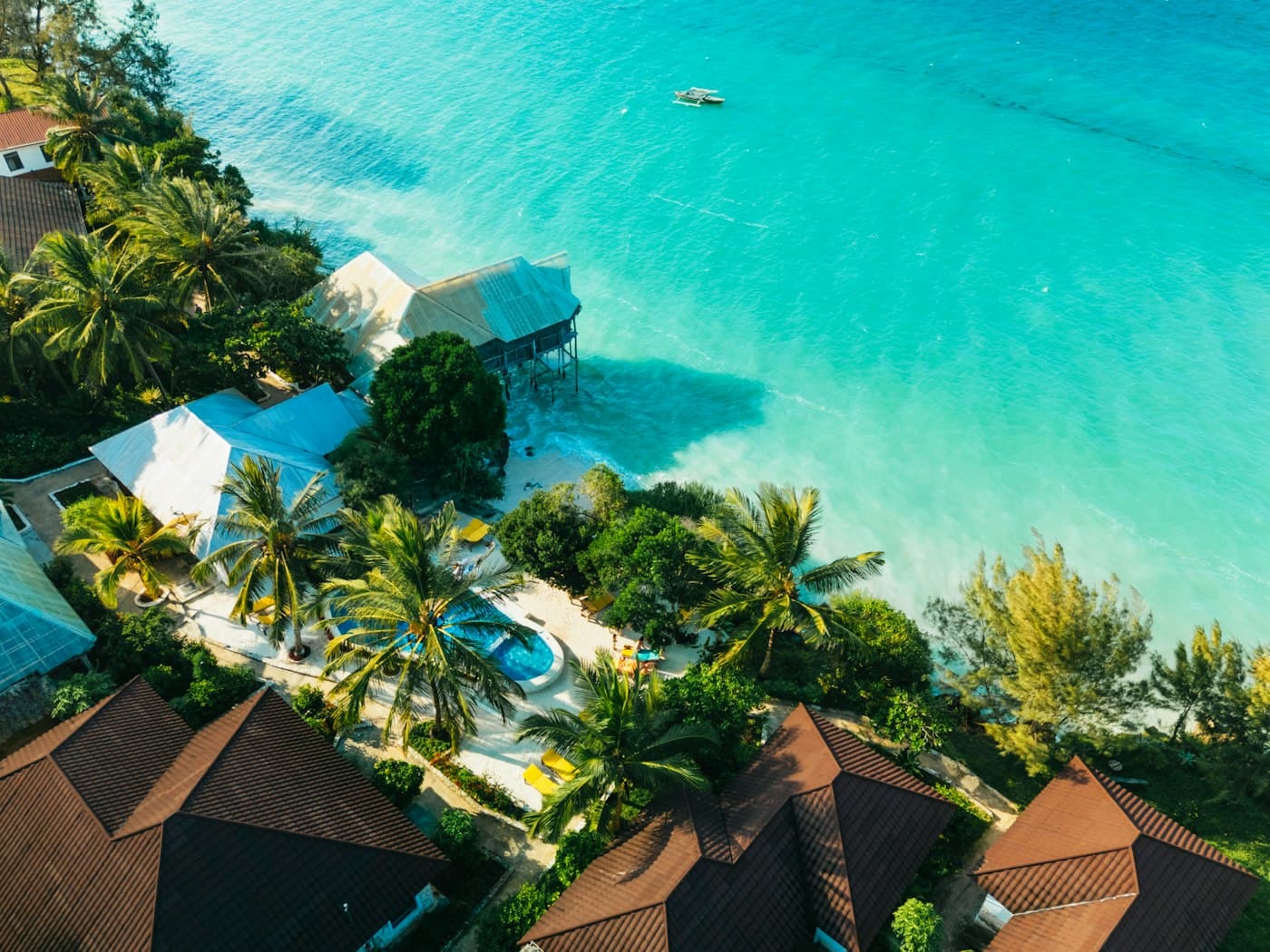 Turquoise water and white sand beach on Zanzibar's north coast
